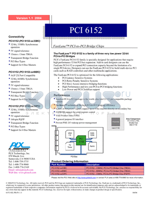 PCI6152-XX66BC datasheet - FastLane PCI-to-PCI Bridge Chips
