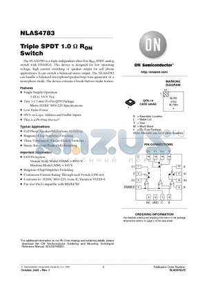 NLAS4783 datasheet - Triple SPDT 1.0 ohm RON Switch