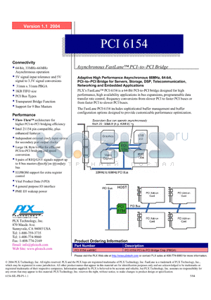 PCI6154-XX66BC datasheet - Asynchronous FastLane PCI-to-PCI Bridge