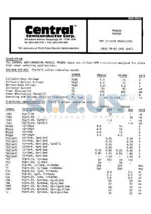 PN3640 datasheet - PNP SILICON TRANSISTOR