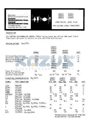 PN3642 datasheet - NPN SILICON SIGNAL TRANSISTORS