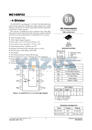 MC10EP33DR2 datasheet - 4 Divider