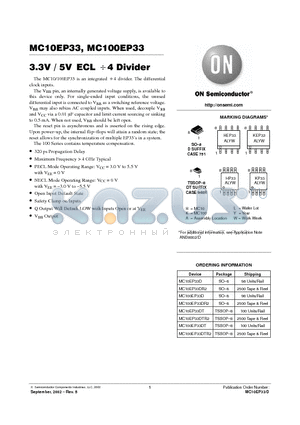 MC10EP33DR2 datasheet - 3.3V 5VECL / 4 Divider