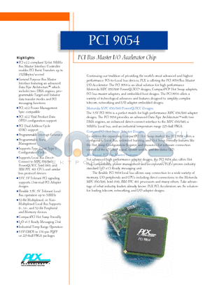 PCI9054 datasheet - PCI Bus Master I/O Accelerator Chip