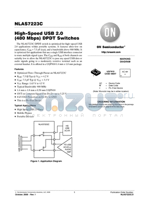 NLAS7223C datasheet - High-Speed USB 2.0 (480 Mbps) DPDT Switches