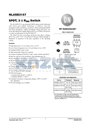 NLASB3157 datasheet - SPDT, 3 ohm RON Switch