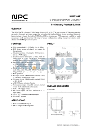 SM5816AF datasheet - 6-channel DSD-PCM Converter