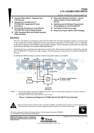 PCI930 datasheet - 3-TO-1 ZOOMED VIDEO SWITCH