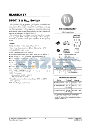 NLASB3157MTR2G datasheet - SPDT, 3 ohm RON Switch