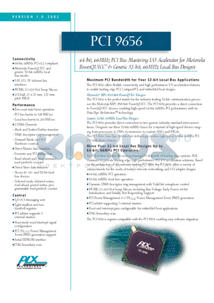 PCI9656-BA66BI datasheet - 64-bit, 66MHz PCI Bus Mastering I/O Accelerator for Motorola PowerQUICC & Generic 32-bit, 66MHz Local Bus Designs