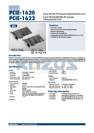 PCIE-1620A datasheet - 8-port RS-232 PCI Express Communication Card