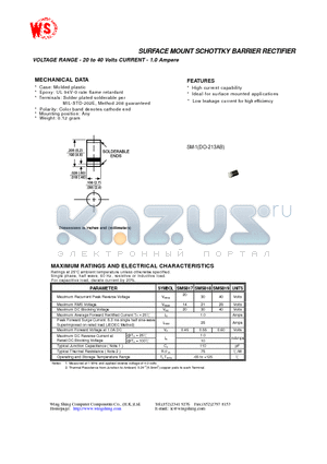 SM5817 datasheet - SURFACE MOUNT SCHOTTKY BARRIER RECTIFIER