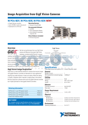 PCIE-8231 datasheet - Image Acquisition from GigE Vision Cameras