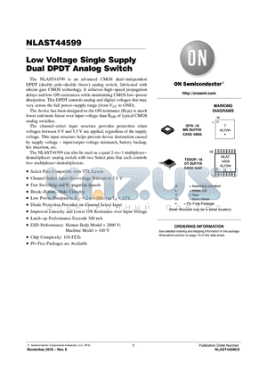 NLAST44599_10 datasheet - Low Voltage Single Supply Dual DPDT Analog Switch