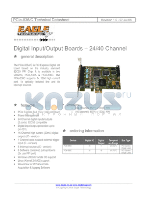 PCIE-836C datasheet - Digital Input/Output Boards - 24/40 Channel