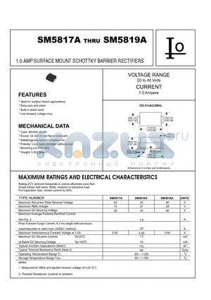 SM5818A datasheet - 1.0 AMP SURFACE MOUNT SCHOTTKY BARRIER RECTIFIERS