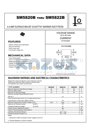 SM5820B datasheet - 3.0 AMP SURFACE MOUNT SCHOTTKY BARRIER RECTIFIERS