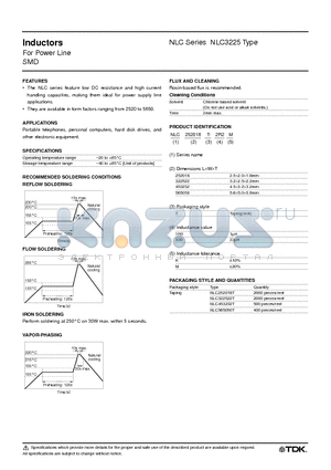 NLC565050 datasheet - Inductors For Power Line SMD