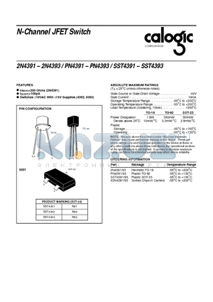 PN4391 datasheet - N-Channel JFET Switch