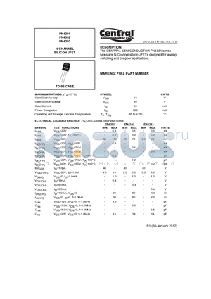 PN4391 datasheet - N-CHANNEL SILICON JFET