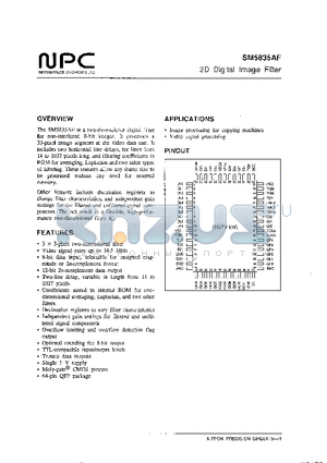 SM5835AF datasheet - 2D Digital Image Filter