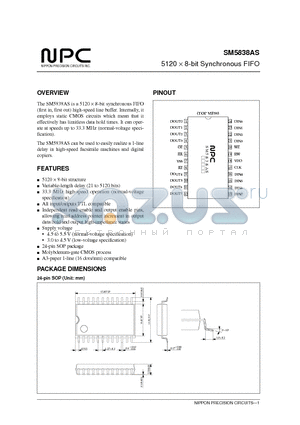 SM5838AS datasheet - 5120 X 8-bit Synchronous FIFO