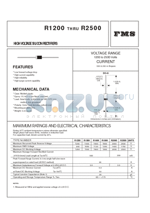 R2000 datasheet - HIGH VOLTAGE SILICON RECTIFIERS