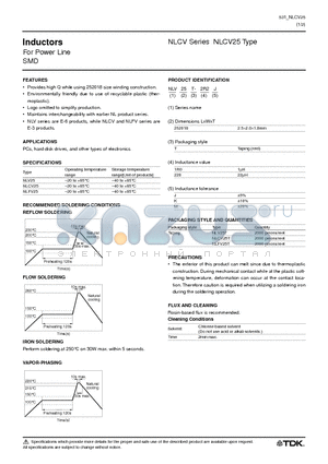 NLCV25 datasheet - For Power Line SMD