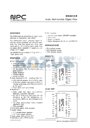 SM5841B datasheet - Audio Multi-function Digital Filter