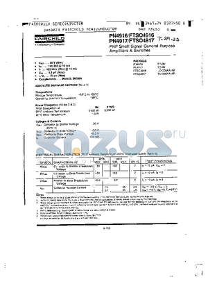 PN4916 datasheet - PNP Small Signal General Purpose Amplifiers & Switches