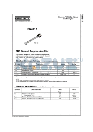 PN4917_01 datasheet - PNP General Purpose Amplifier