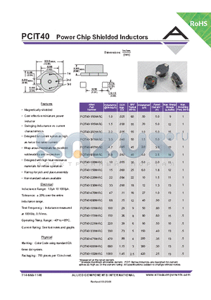 PCIT40-102M-RC datasheet - Power Chip Shielded Inductors