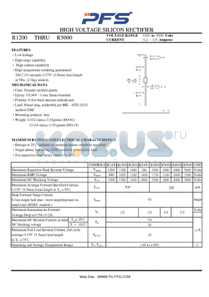 R2000 datasheet - HIGH VOLTAGE SILICON RECTIFIER