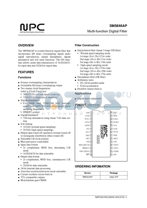 SM5846AP datasheet - Multi-function Digital Filter