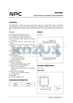 SM5849BF datasheet - Asynchronous Sample Rate Converter