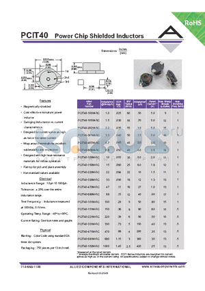 PCIT40-330M-RC datasheet - Power Chip Shielded Inductors