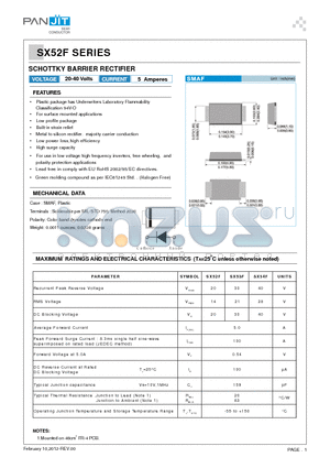 SX52F datasheet - SCHOTTKY BARRIER RECTIFIER