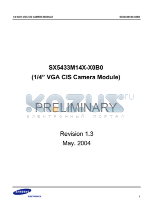 SX5433M14X datasheet - 1/4 Optical Size 640x480 (VGA) CIS Camera Module