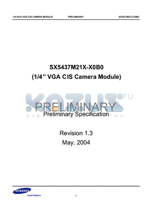 SX5437M21X-X0B0 datasheet - 1/4 Optical Size 640x480(VGA) CIS Camera Module