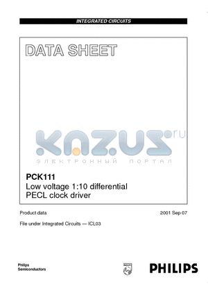 PCK111 datasheet - Low voltage 1:10 differential PECL clock driver