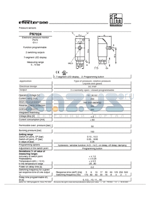 PN7024 datasheet - Pressure sensors