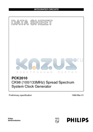 PCK2010DL datasheet - CK98 100/133MHz Spread Spectrum System Clock Generator