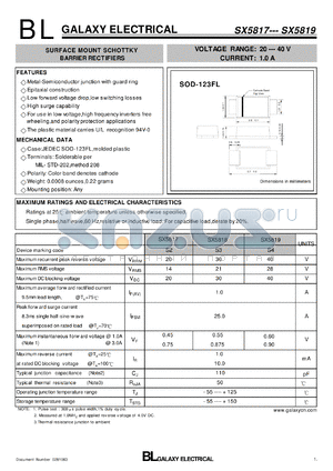 SX5817 datasheet - SURFACE MOUNT SCHOTTKY BARRIER RECTIFIERS