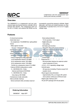 SM5905AF datasheet - compression and non compression type shock-proof memory controller