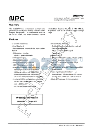 SM5907 datasheet - compression and non compression type shock-proof memory controller