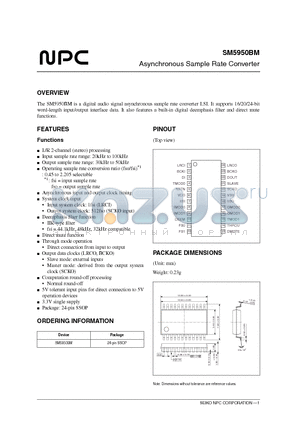 SM5950BM datasheet - Asynchronous Sample Rate Converter