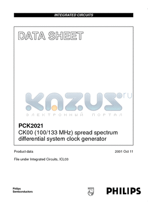 PCK2021DGG datasheet - CK00 100/133 MHz spread spectrum differential system clock generator