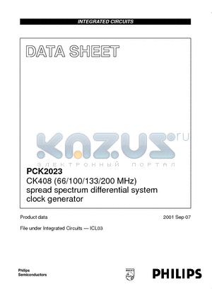PCK2023DL datasheet - CK408 66/100/133/200 MHz spread spectrum differential system clock generator