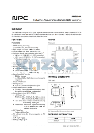 SM5956A datasheet - 6-channel Asynchronous Sample Rate Converter