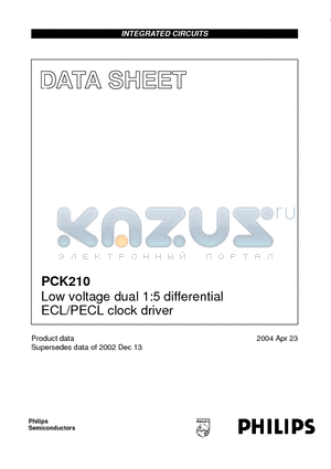 PCK210 datasheet - Low voltage dual 1-5 differential ECL/PECL clock driver